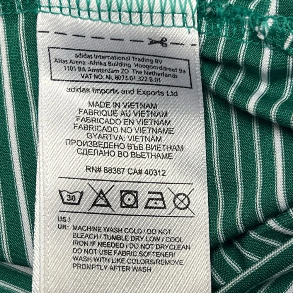 Adidas Golf‎ Shirt Men Size XL Green Striped Polo Climalite Embroidered Sporty